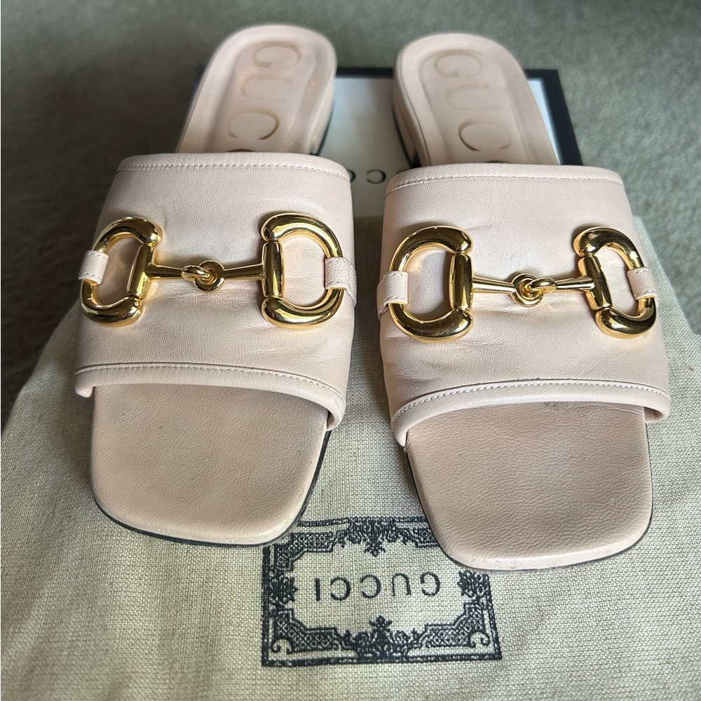 Gucci horse bit leather slide sandals  sz35